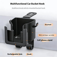 Car Seat Backrest Storage Rack with Cup and Phone Holder close-up view