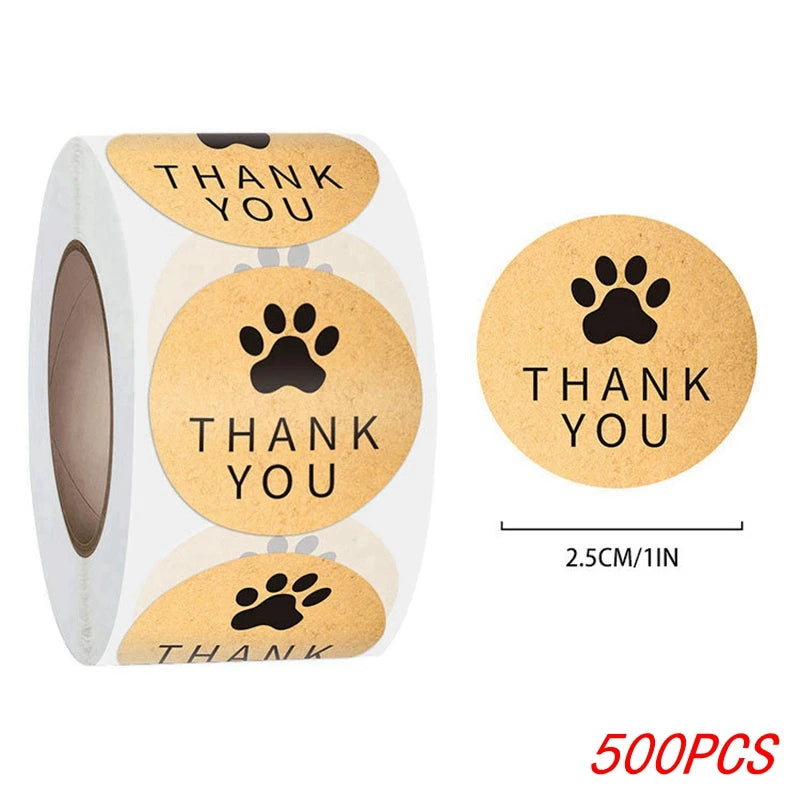 1 Inch Gold Foil Paw Thank You Stickers | Cute Business Supplies additional angle