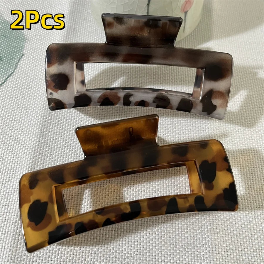 Vintage Leopard Print Hair Claw Clip Large Rectangular Secure Hold Hair Clip for Updo alternate view