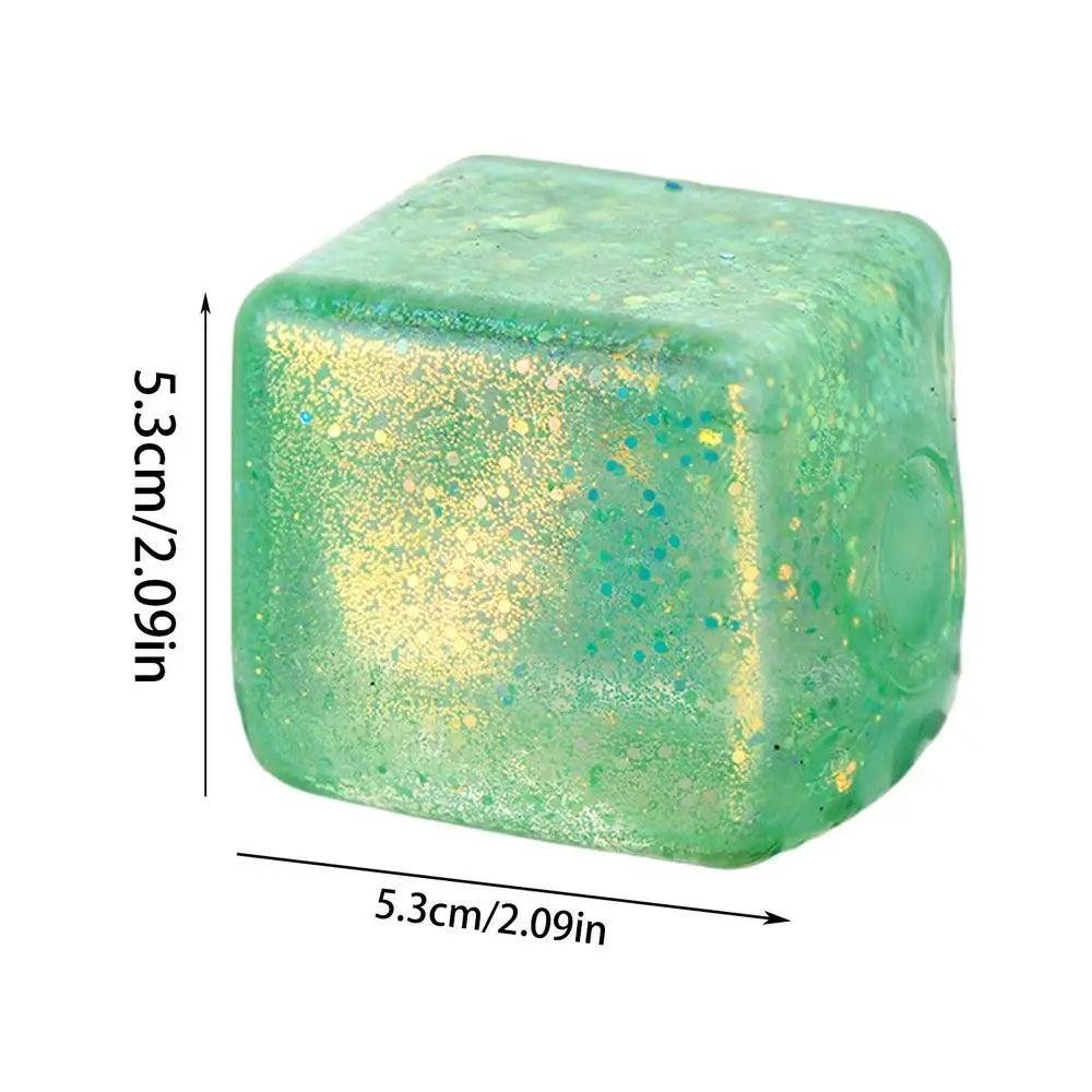 Maltose Cube Stress Squeeze Toy | Slow Rebound Polar Light Colorful TPR Block detail view