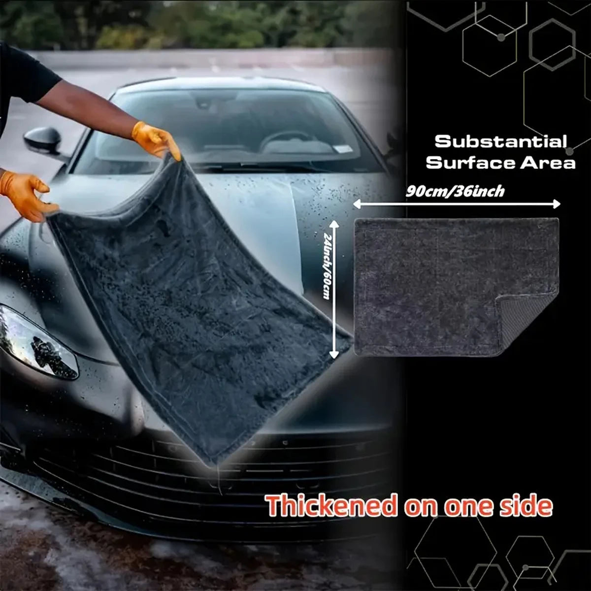 Dark Gray Car Microfiber Towel 60 x 90 cm