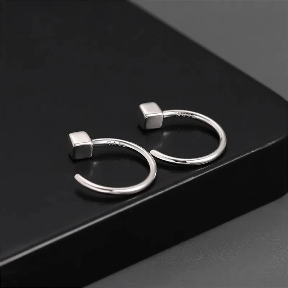 2pcs Vintage Minimalist Square Stud Earrings | Stainless Steel Tragus Cartilage Helix Pi detail view