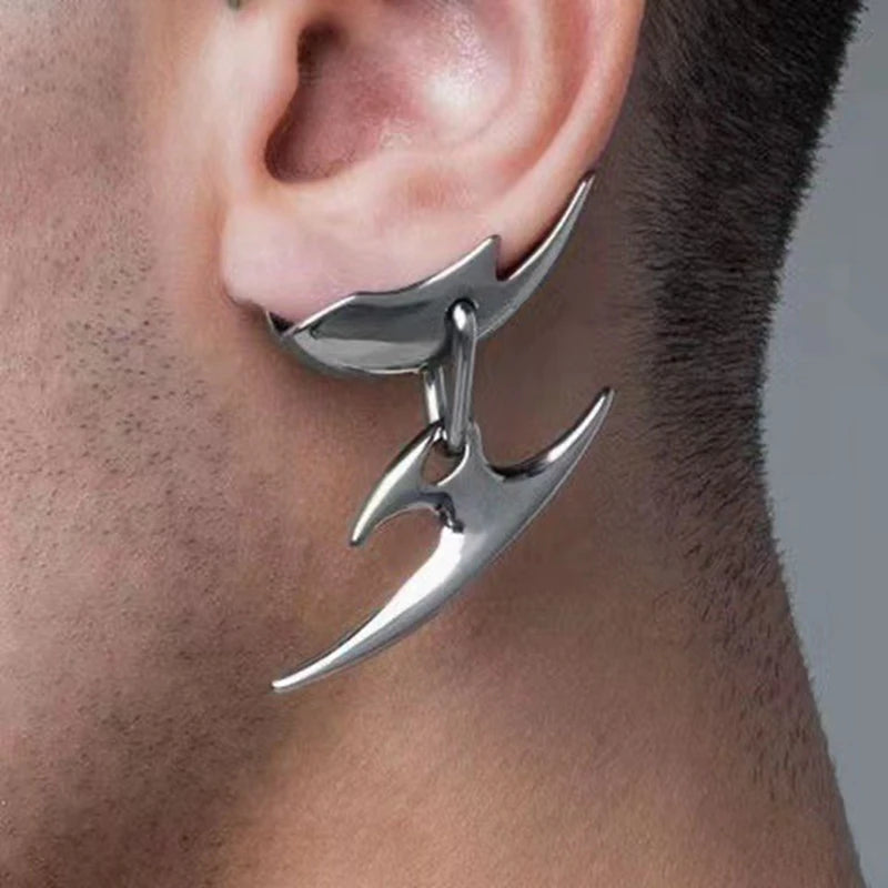 Punk Darts Shape Mechanical Clip Stud Earrings for Women Men Girl Goth Y2K Ear Bones Clip Halloween Dancing Fashion Ear Jewelry