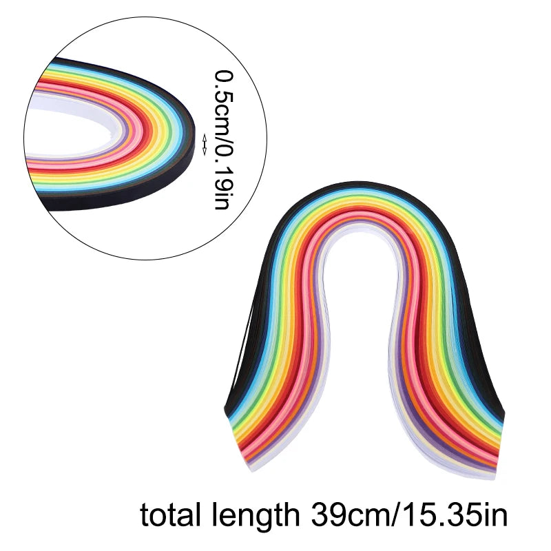 260pcs Rainbow Paper Quilling Strips Set | Paper Craft DIY Kit for Handmade Gifts close-up view