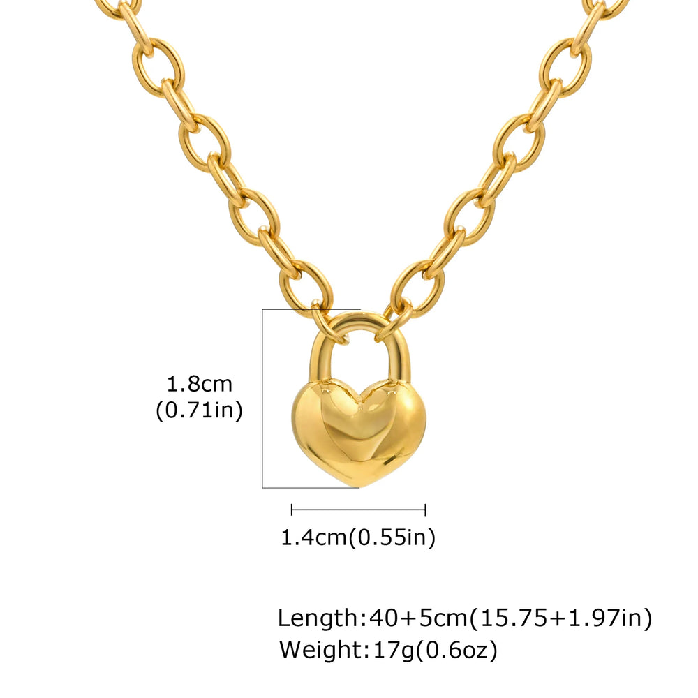 Charms Heart Pendant Necklace for Women, Golden Stainless Steel OT Toggle Necklace, L alternate view