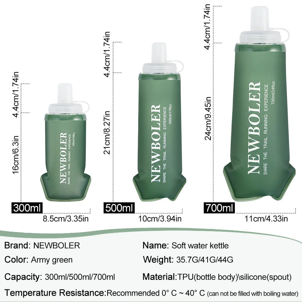 NEWBOLER 300/500/700ml Outdoor Collapsible Silicone Bite Size Water Bottle Running Ca alternate view