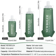 NEWBOLER 300/500/700ml Outdoor Collapsible Silicone Bite Size Water Bottle Running Ca alternate view