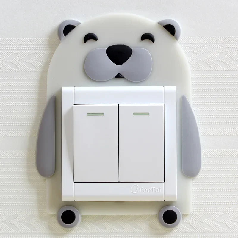 Luminous Silicone Switch Cover | Kawaii Cartoon Animal 3D Sticker for Kids Room additional angle