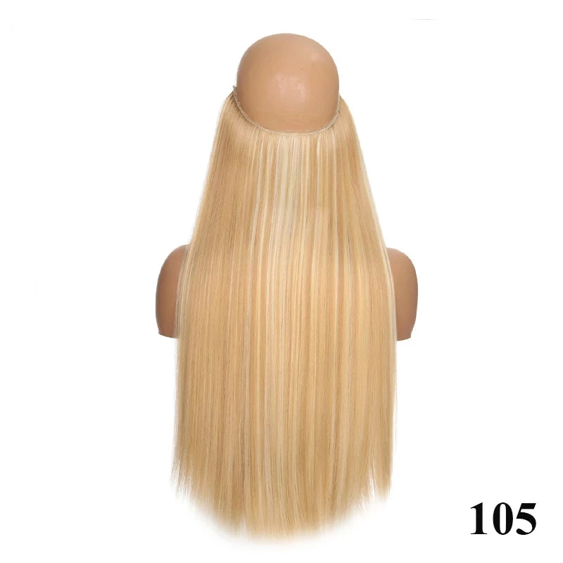 Fish line hair extension piece | 40cm 50cm 60cm straight and curly daily wear for wome close-up view