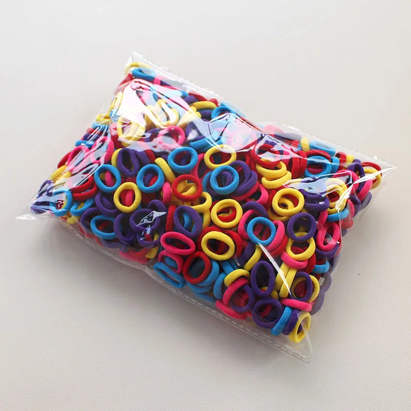 100/300/500Pcs Hair Bands for Children Colorful Nylon Scrunchie Hair Ties Rubber Band alternate view