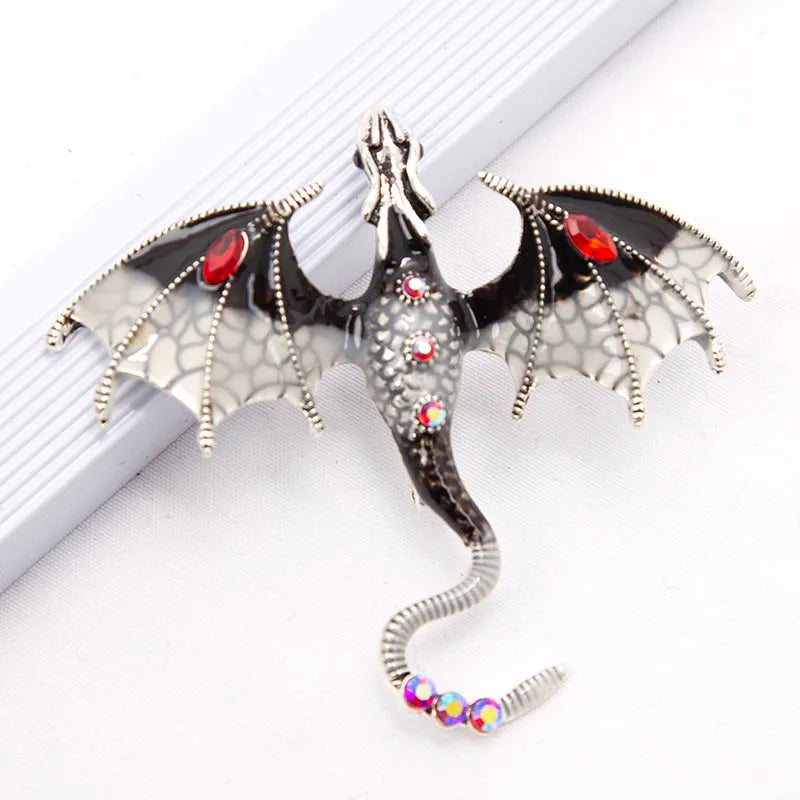 Colorful Hand Drawn Dragon Brooch Lapel Pin