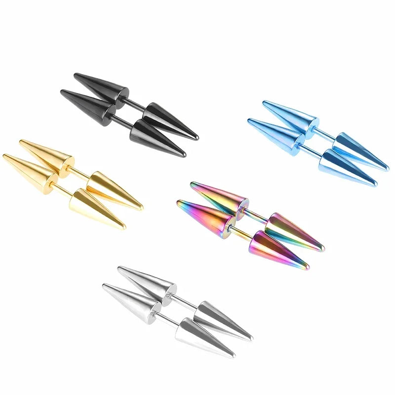 2PCs Classic Fashion Punk Rock Rivet Spike Tip Cone 316L Stainless Steel Women Men additional angle