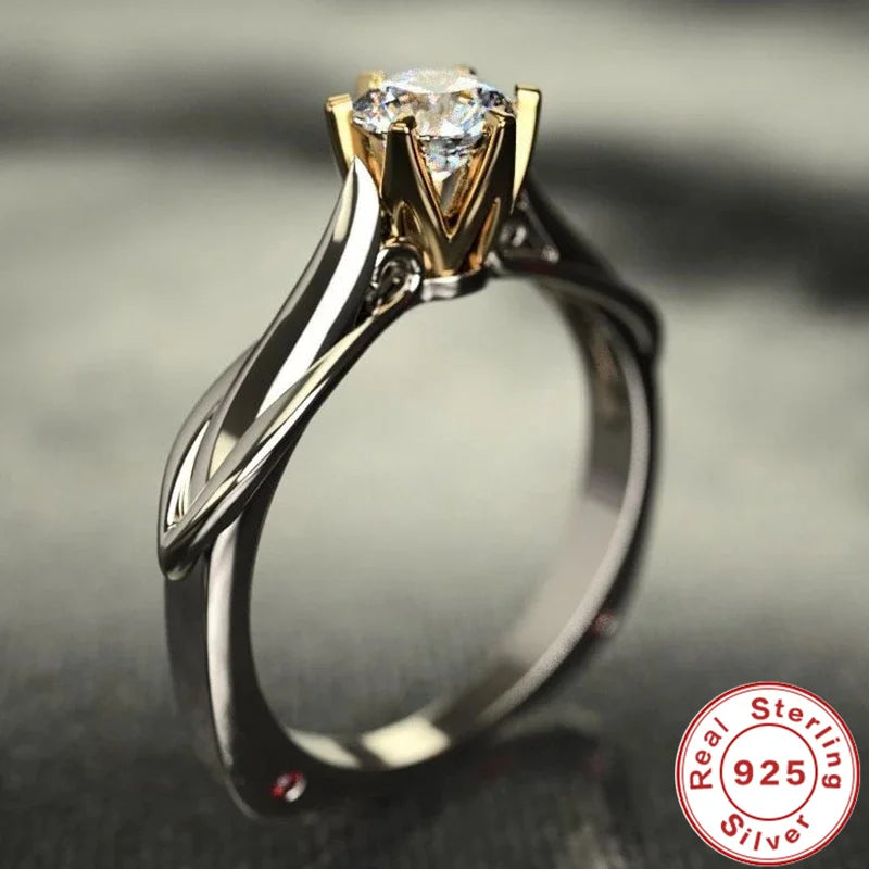 New 925 Sterling Silver Ring Six Claws Eight Hearts And Arrows Zircon Simulation Moissan Diamond Rin