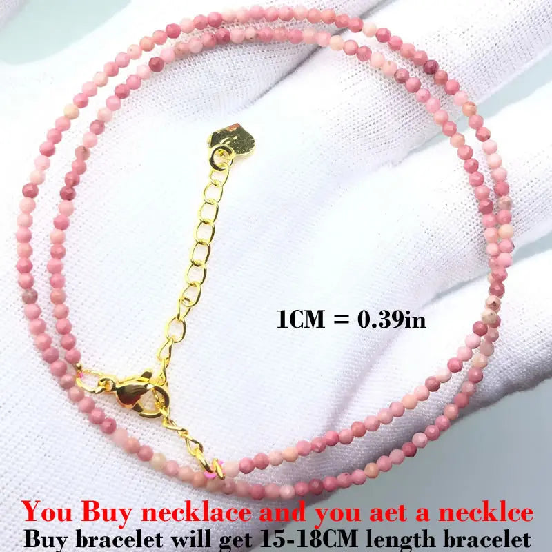 Fashion Faceted 2mm Beads Necklace Mini Natural Stone Amethysts Quartzs Agat Choker Mini detail view