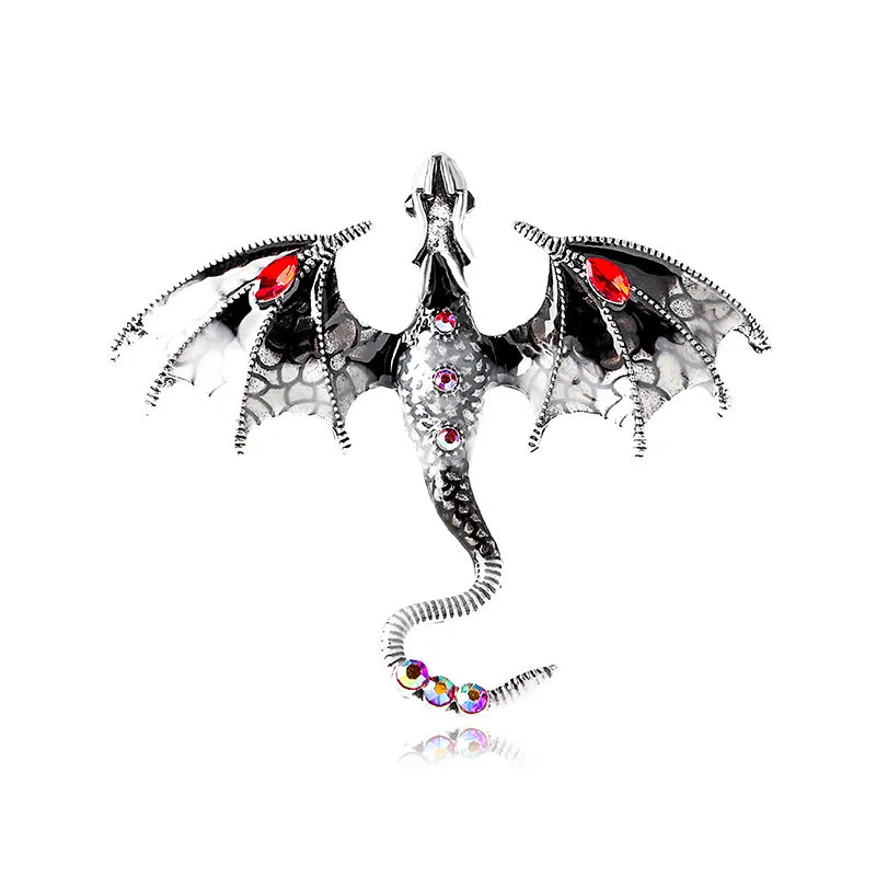 Colorful Hand Drawn Dragon Brooch Lapel Pin