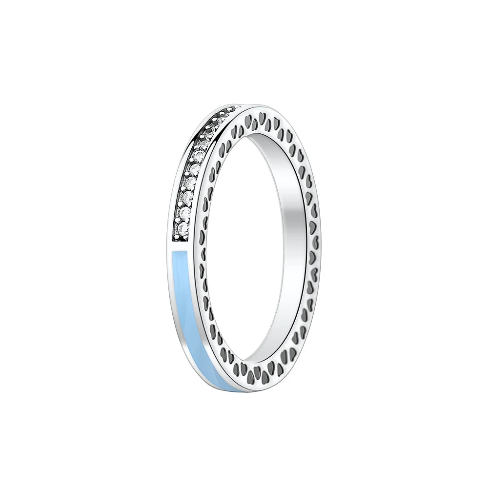 Hot Selling 925 Silver Blue, Green, Heart-Shaped Square Ring Suitable For Women's Exq alternate view