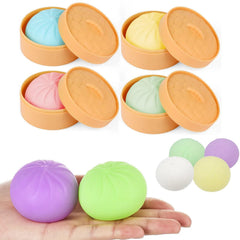 Colorful Dumpling Squishy Stress Ball | Simulation Food Bun with Steamer Fidget Toy alternate view