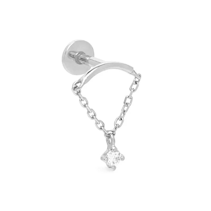 EVISPOL Fashion Stainless Steel Tassel Chain Dangle Stud Earrings for Women Crystal additional angle