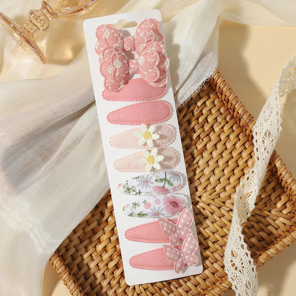 10PCS/Set New Fabric BB Hair Clip  Girls' Teenagers' Children's Side Bangs Clip Girls' Party Daily Decoration Hair Accessories