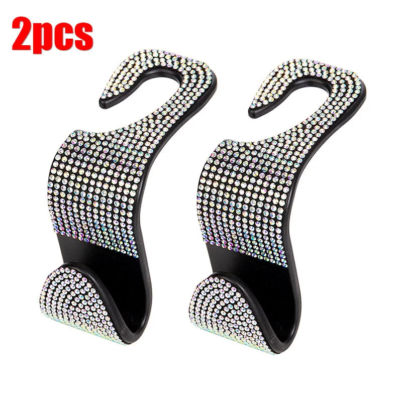 2Pcs Car Seat Back Hook Bling Diamond Hanger Backseat Auto Back Universal Headrest St lifestyle view