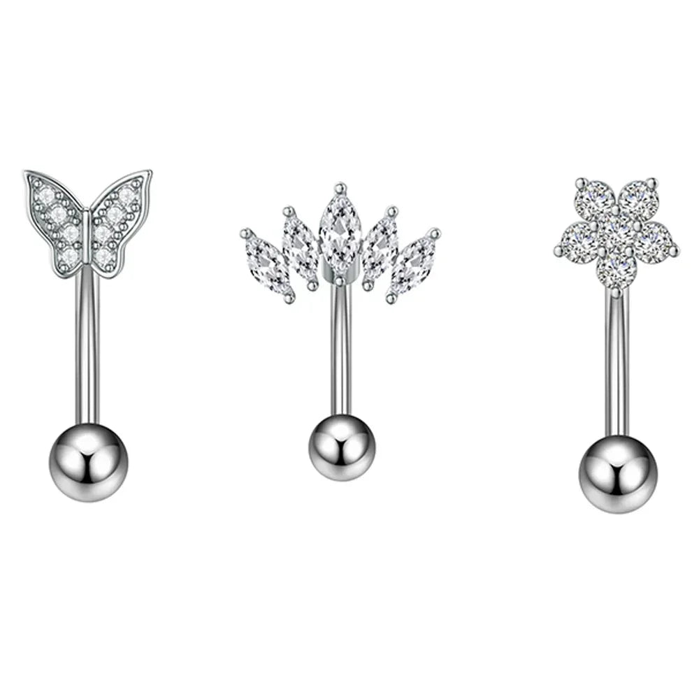 Belly Button Piercings Set Dangled Curved Navel Piercing Ombligo Pack Belly Rings Jew alternate view
