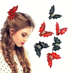 2PCS/SET Medium Bat Hair Clip with Acetic Acid Animal Clip Halloween Party Cosplay Headwear Suitable
