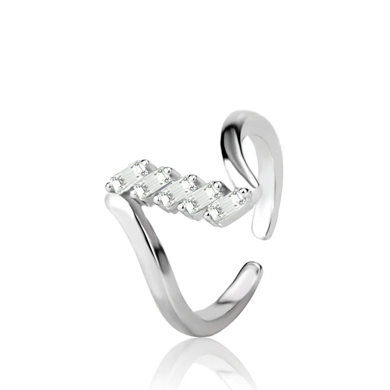 925 Sterling Silver Zircon Adjustable Ring | Women's Cocktail Jewelry detail view