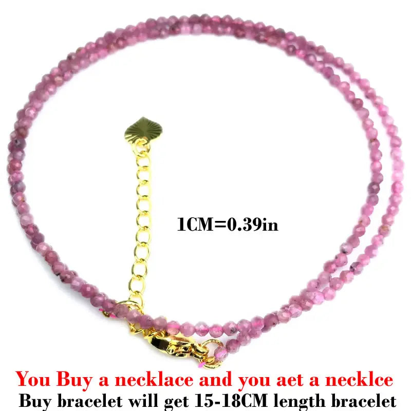 Fashion Faceted 2mm Beads Necklace Mini Natural Stone Amethysts Quartzs Agat Choker M alternate view