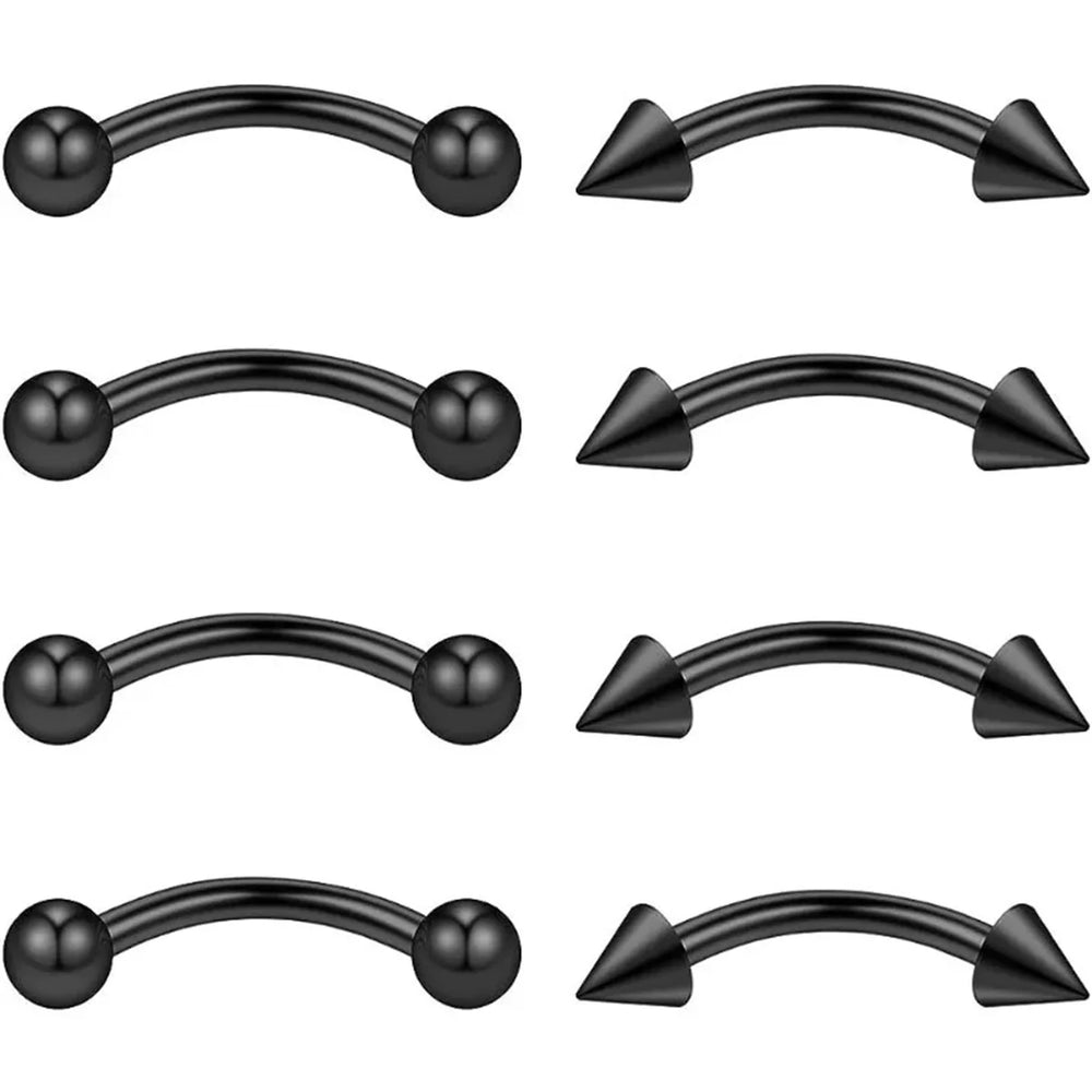 8Pcs 16G Fashion Stainless Steel Curved Barbell Rook Eyebrow Rings ,CZ Belly Lip Ring alternate view