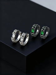 Stylish Green Zircon Minimal Hoop Earrings for Men, Vintage Small Huggie Earrings, Hy alternate view