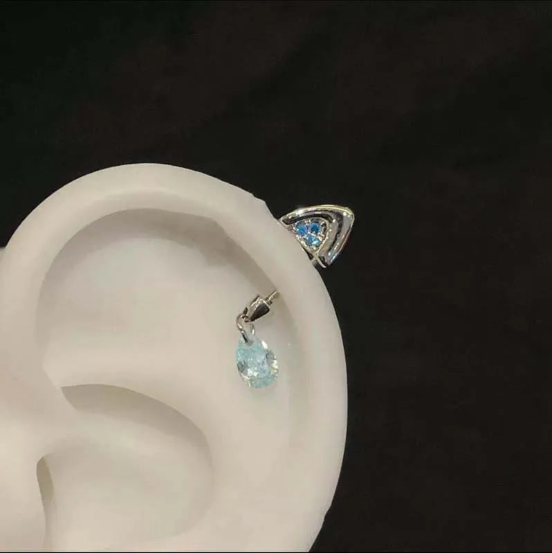 Stainless Steel Crystal Cat Claw Ear Bone Nail for Women Sweet Cute Shiny Zircon He additional angle