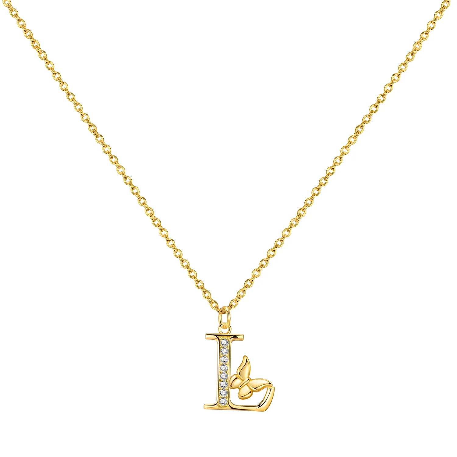 925 Sterling Silver Butterfly Initial Necklace | 26 Letter Y-Shaped Pendant for Women alternate view