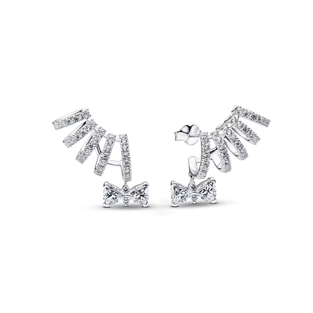 925 Silver Heart and Butterfly Stud Earrings | Elegant Fine Jewelry Gift for Women close-up view