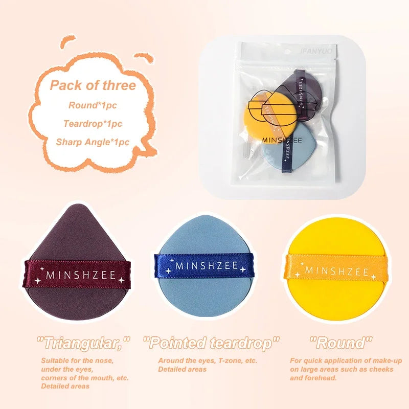 3Pcs Makeup Sponge Puff Set Soft Cotton Face Base Cushion Puffs Washable Velvet Makeu lifestyle view