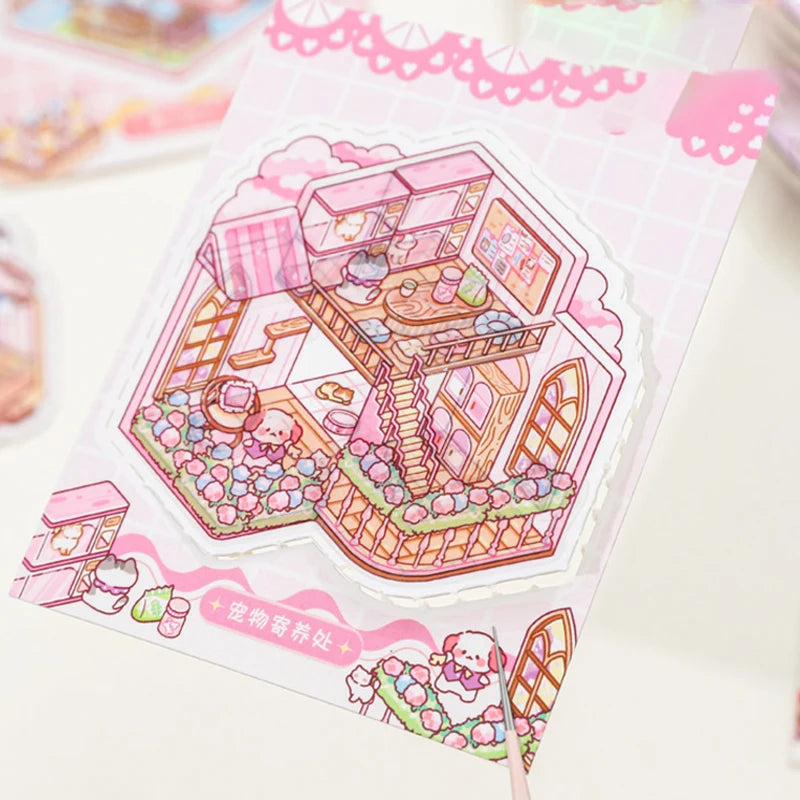 Mr.Paper 24Pcs/Book Zoo Class Goodnight Life Island Series Diorama Sticker Book Cute K close-up view