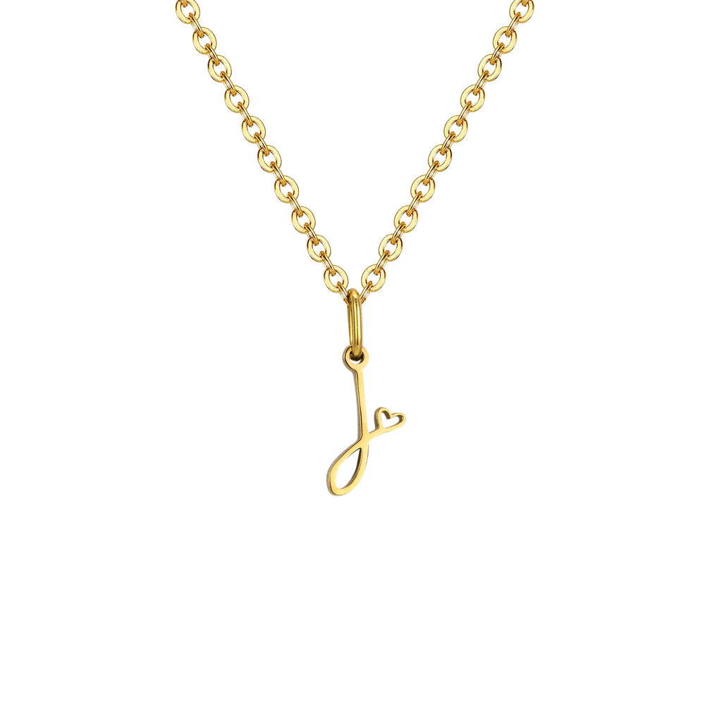 Dainty Heart Initial Necklace for Women, Gold Plated A-Z Letter Pendant, Waterproof S alternate view
