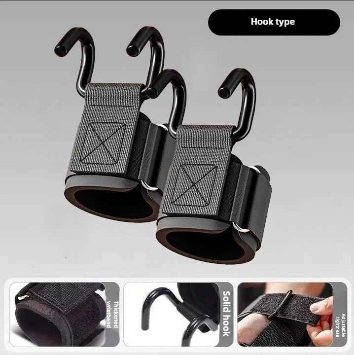 Weight Lifting Hook Grips with Wrist Wraps | Gym Fitness Hand Bar Straps close-up view