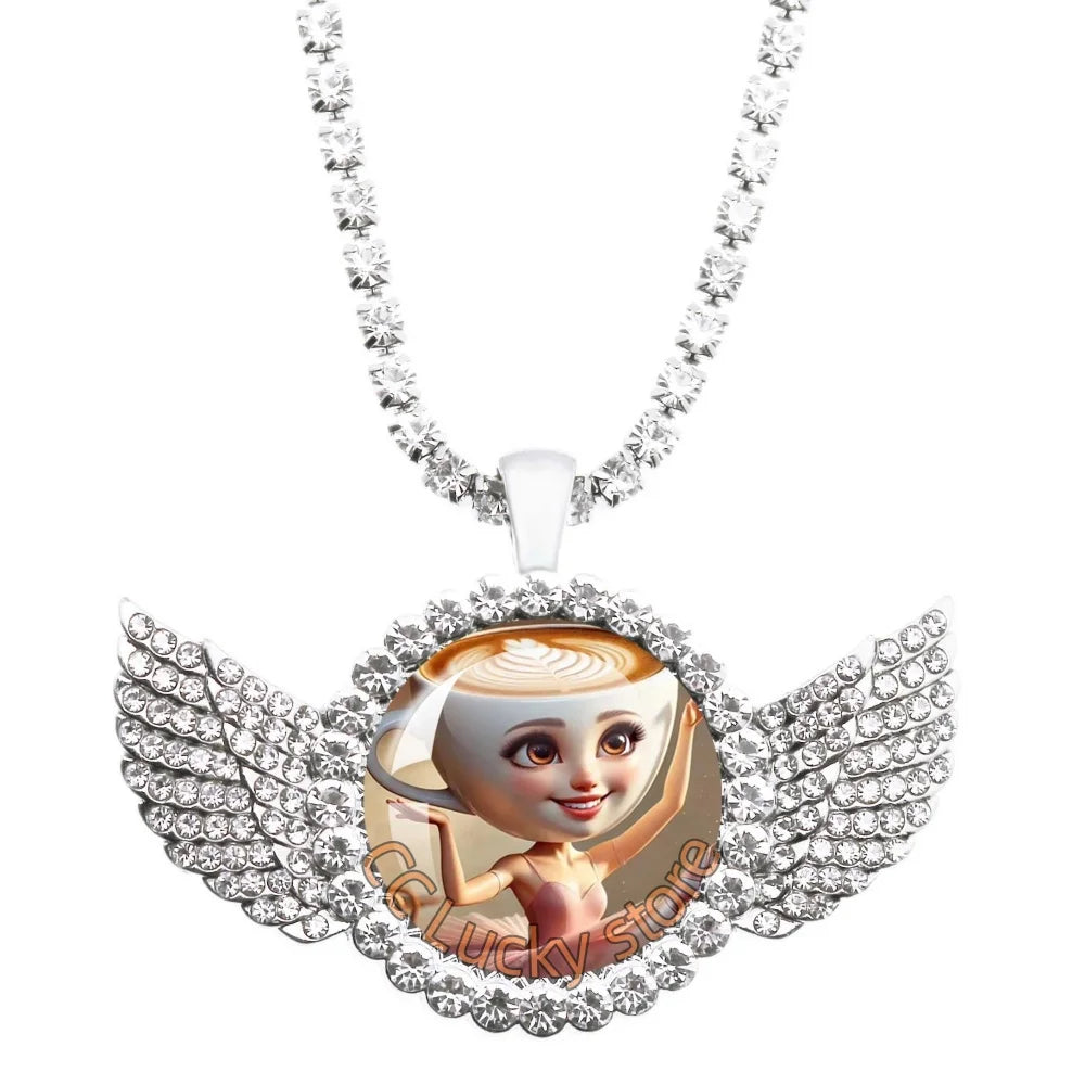 25mm Angel Wing Necklace | Italian Brainrot Pendant Funny Animal Jewelry Gift detail view