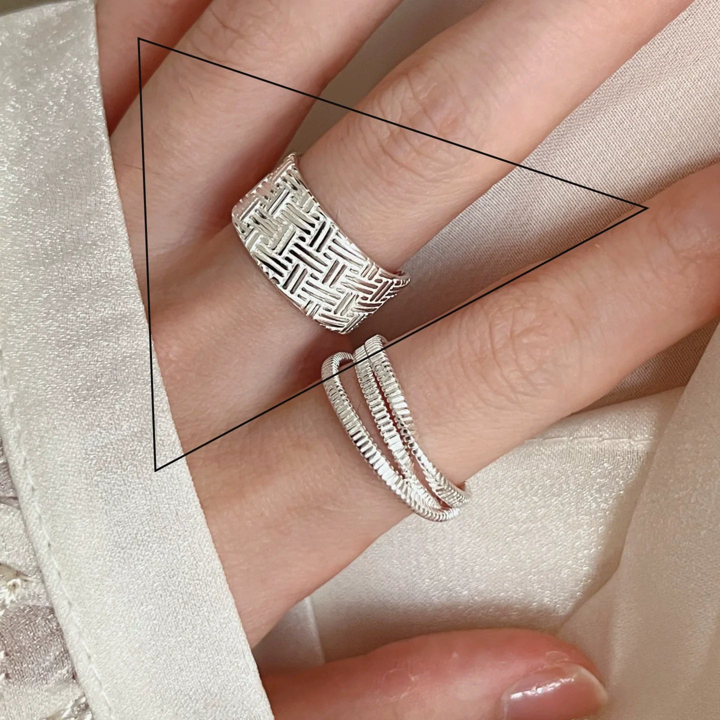 VENTFILLE 925 Sterling Silver Flower Lace Ring Korean Fashion Opening Inlaid CZ Adjus alternate view