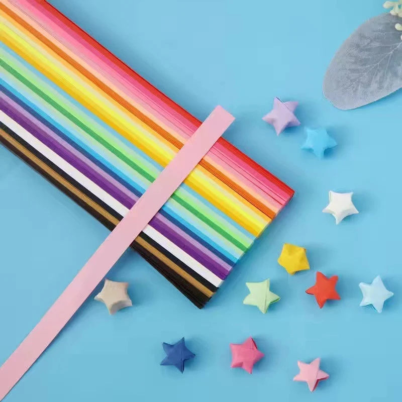 540 Sheets Origami Star Paper Strips | Colorful Lucky Star Folding Paper for DIY Craft close-up view