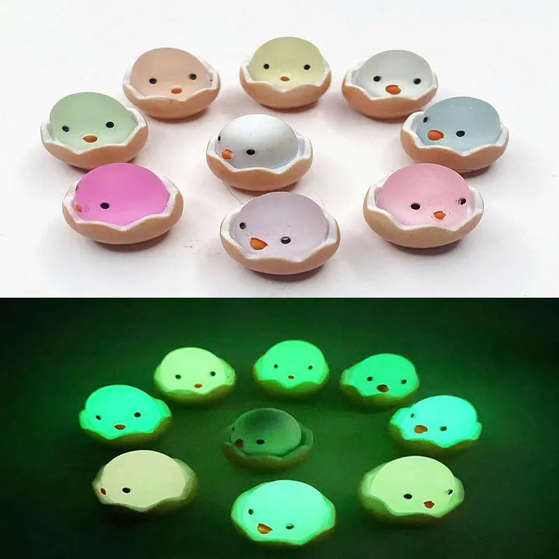 Luminous Cute Eggshell Chick Play House Toy Egg White Resin Car Decoration Diy Jewe additional angle