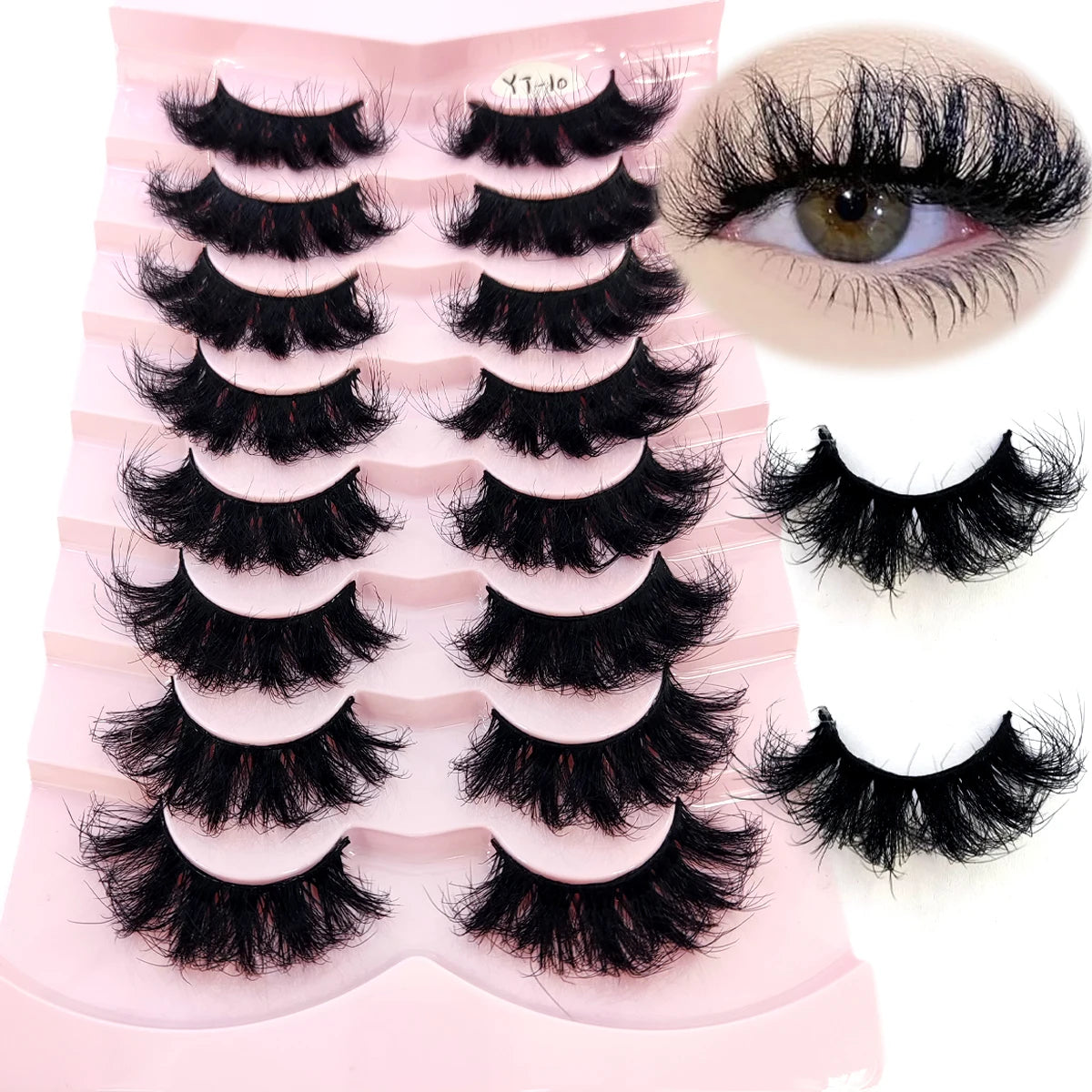 5-8 Pairs Natural Russian Striped Mink Lashes | 3D Volume Wavy False Eyelash Extensio alternate view
