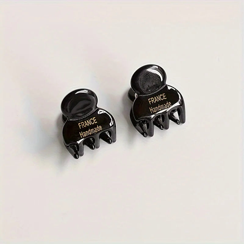2pcs/set Mini Acetate Hair Claw Side Pins Small Size Shark Clip Sweet Cute Elegant Ha alternate view