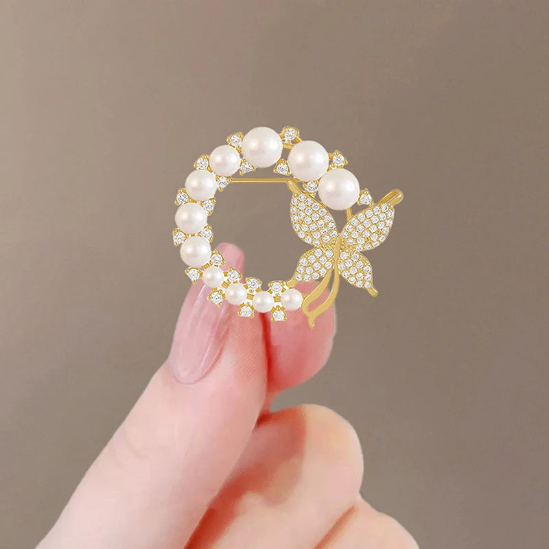 Elegant Pearl Flower Brooch Pin Badge For Women Girls Fashion Clothes Decoration Jewelry Gifts