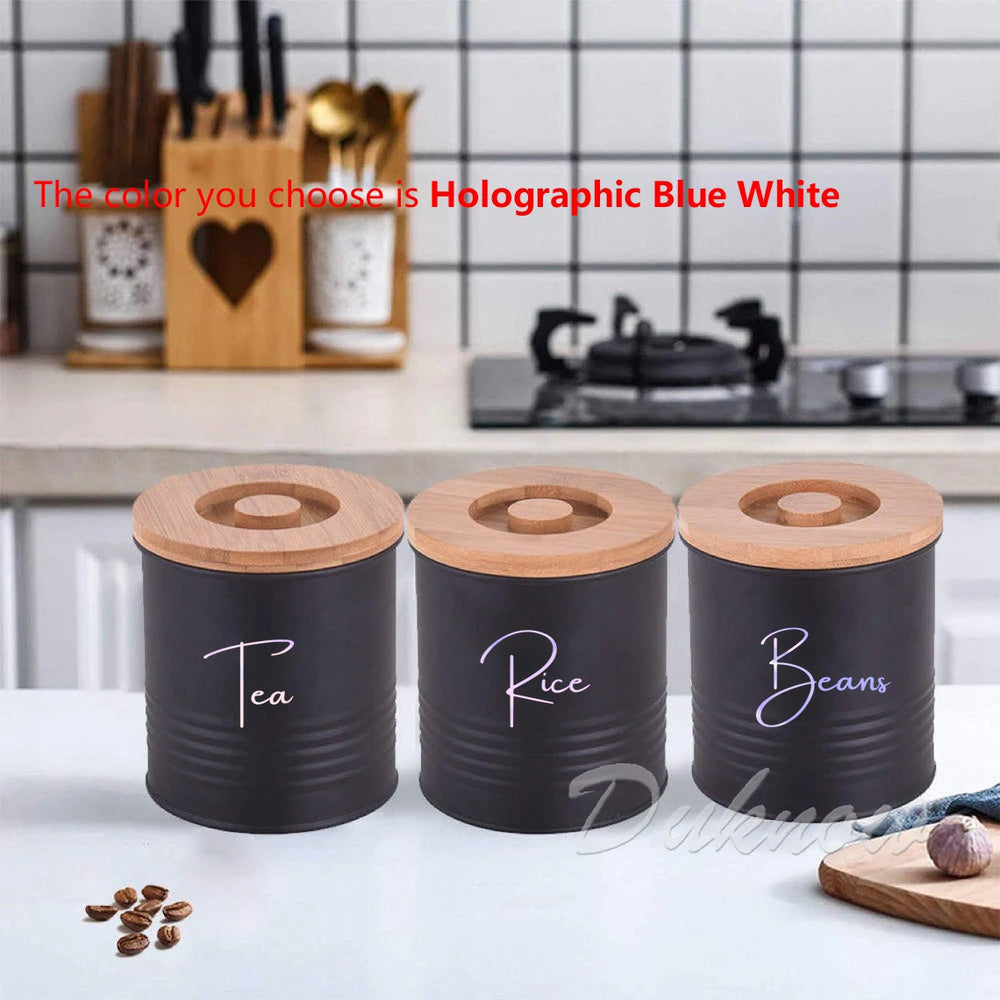 Kitchen Canister Labels Sticker Set | Waterproof Vinyl Decals for Tea Coffee Sugar alternate view
