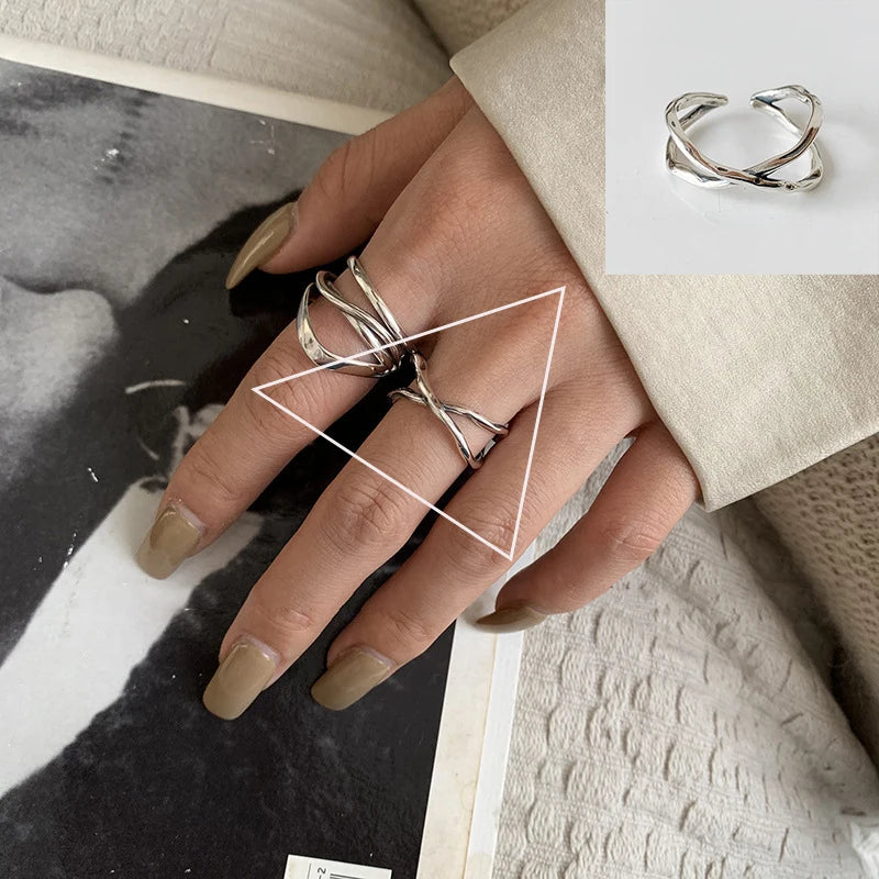 VENTFILLE 925 Sterling Silber Verstellbare Ringe | Vintage Hip Hop Paarschmuck