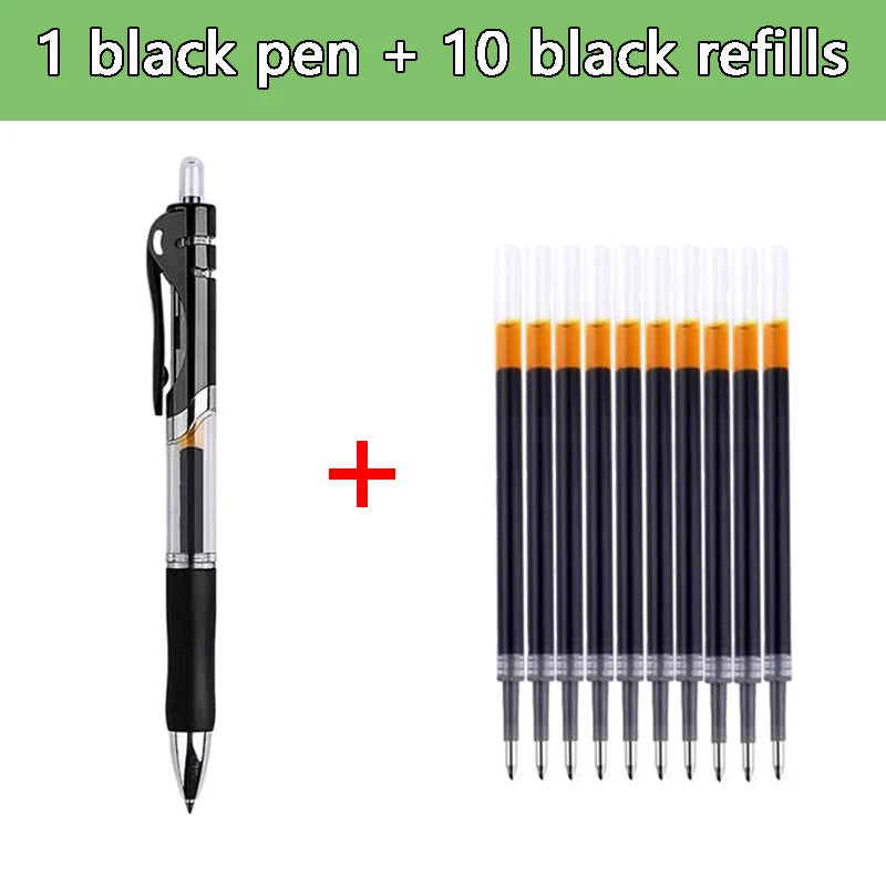 Pens Set Black Blue Red Refill Gel Pen Bullet Tip 0.5mm School alternate view