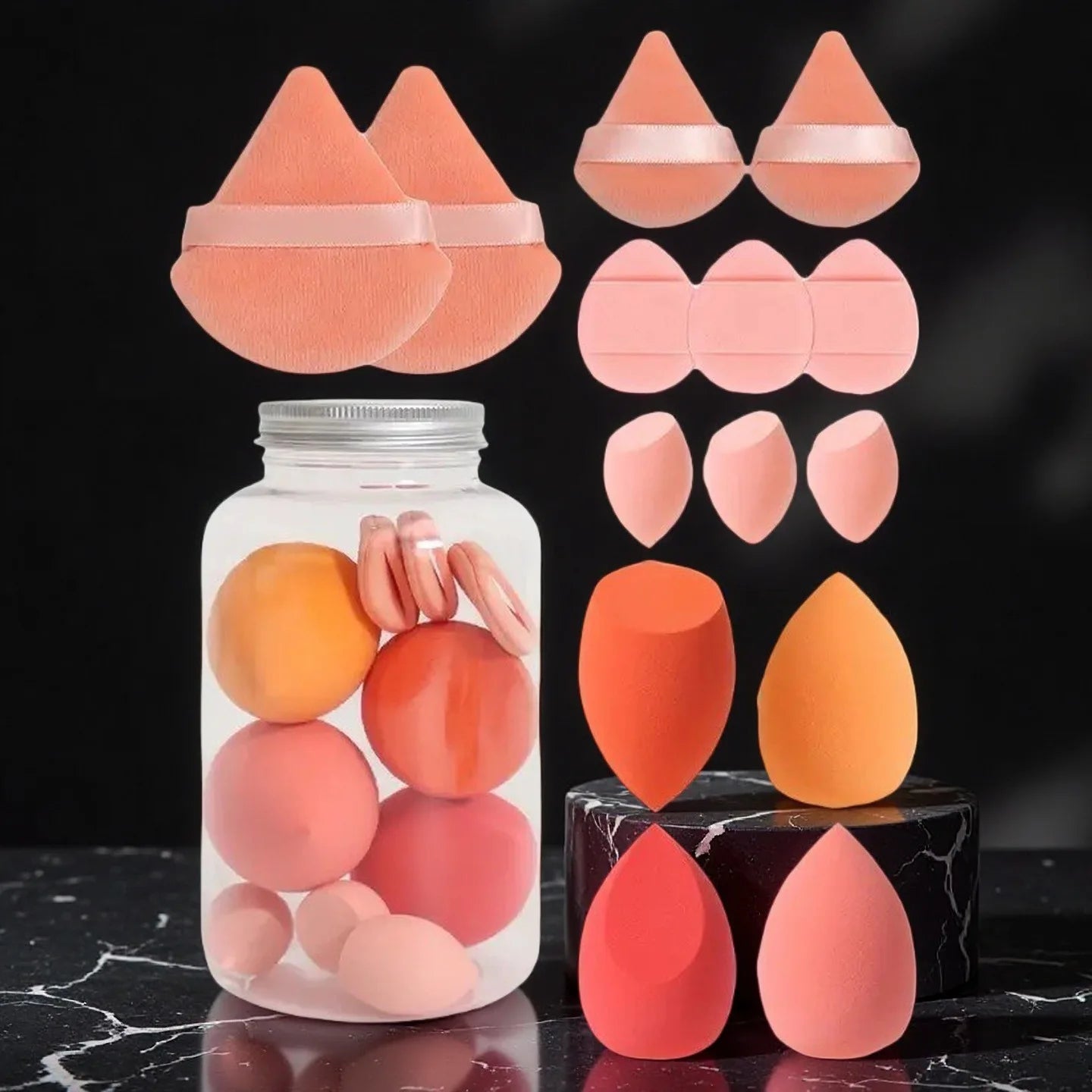 12/14Pcs Makeup Sponge Set | Cosmetic Blender Beauty Eggs and Foundation Puffs detail view