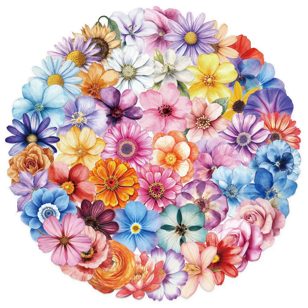 50Pcs Transparent Cartoon Floral Stickers | Waterproof PET Decor for Journals, Guitar alternate view