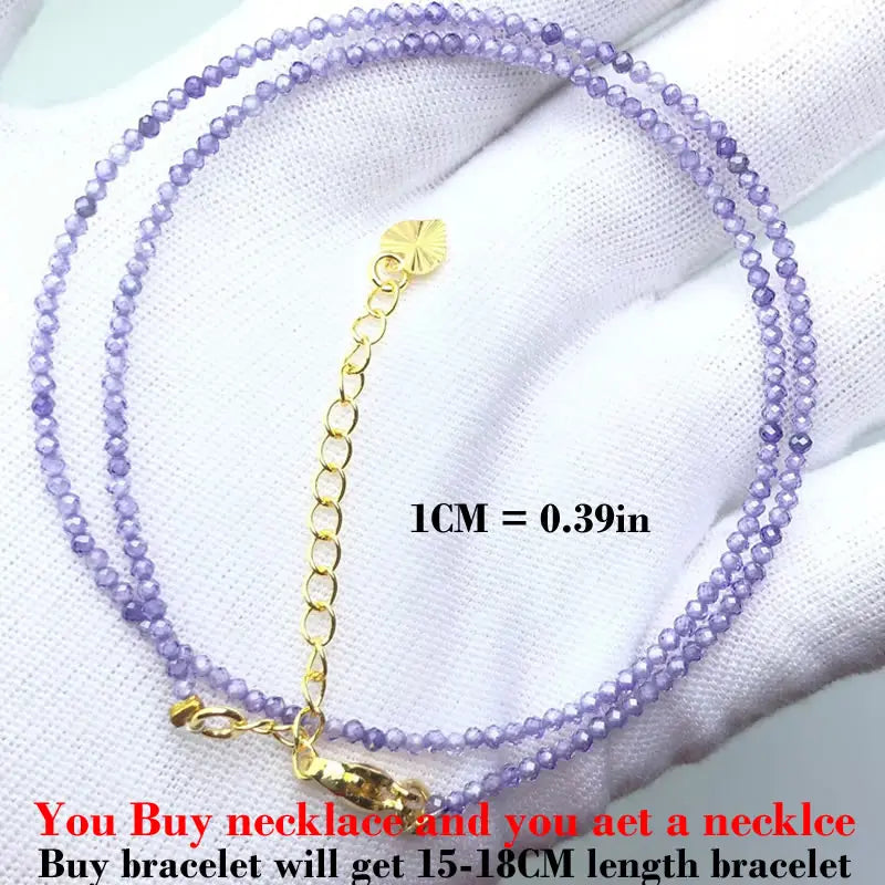 Fashion Faceted 2mm Beads Necklace Mini Natural Stone Amethysts Quartzs Agat Choker M alternate view